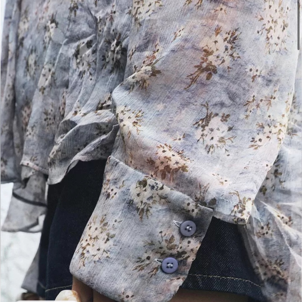 ZARA SHEER TIED BLOUSE ZW COLLECTION - Picture 4 of 5